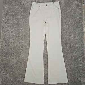 Soft Surroundings Women's White Flare Jeans Size 6/8 Tall Stretch Boho Classic